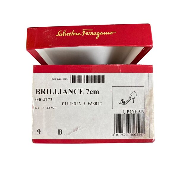 Salvatore Ferragamo Brilliance 7cm Red Satin High Heel Sandals Size 9B - Picture 8 of 8